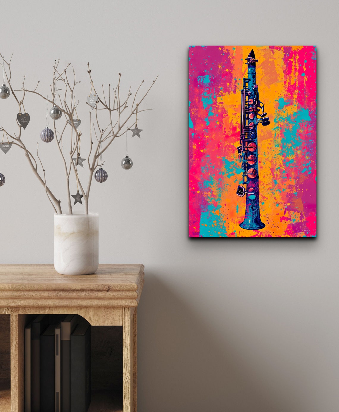 Pop Art Clarinet Pink Orange Modern Music Instrument Wall Art - Image 5