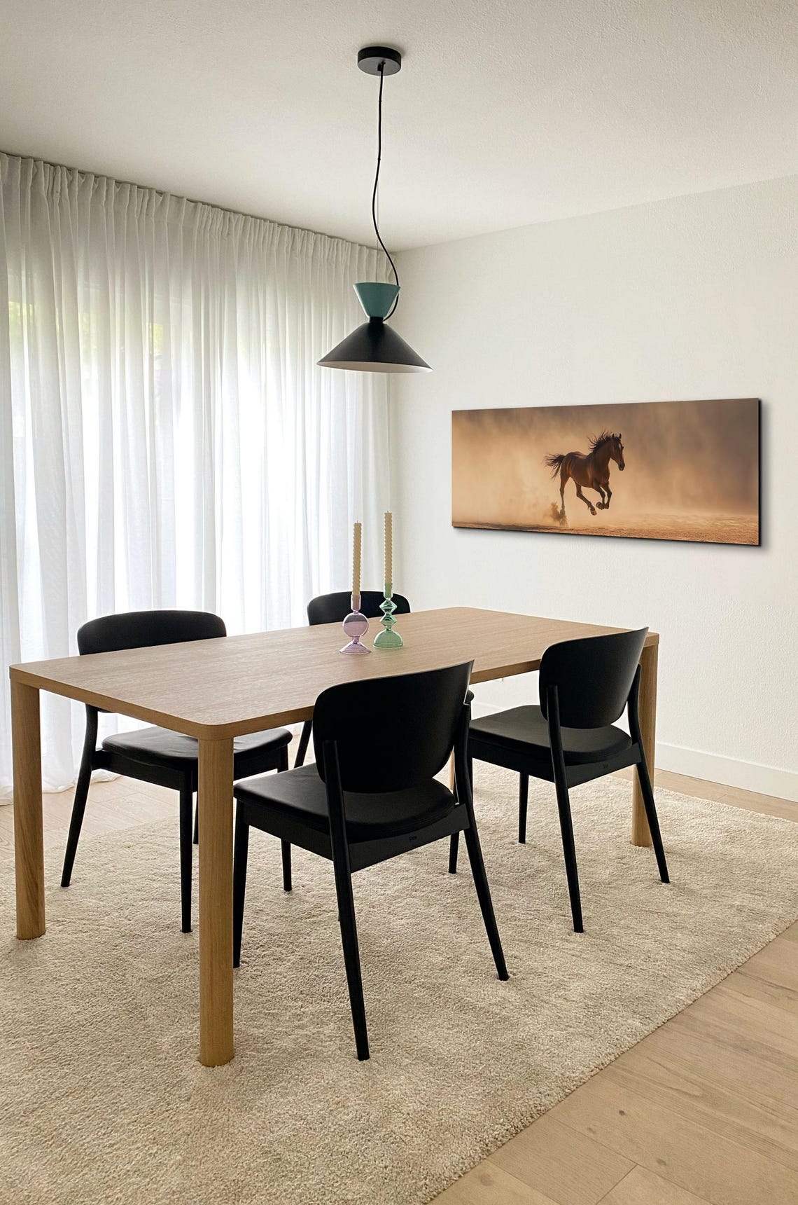 Chestnut Horse Galloping Through Golden Dust Panoramic Poster - Image 4