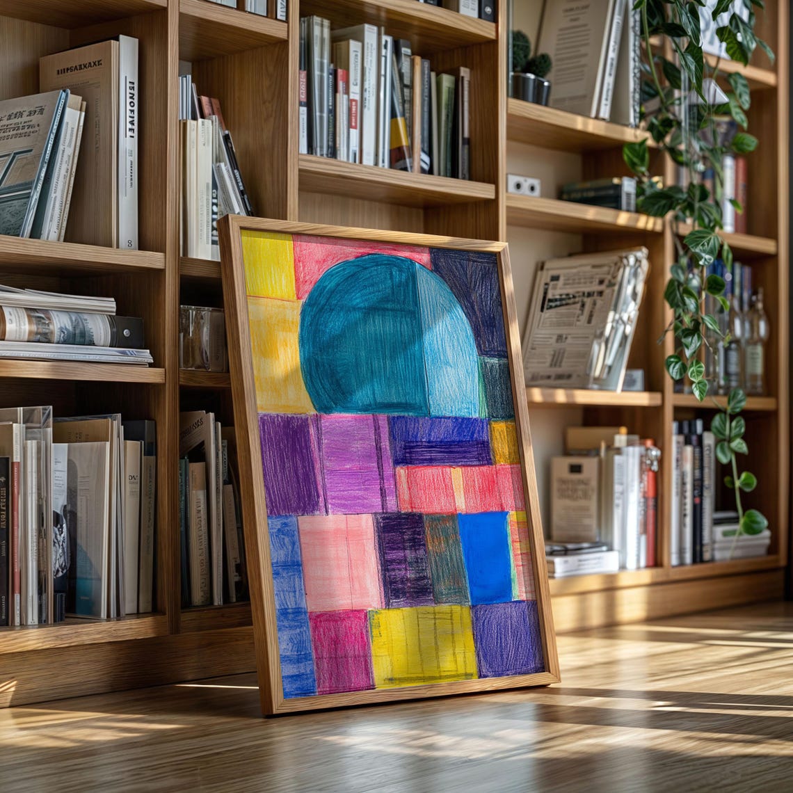 Geometric Color Block Wall Art Modern Abstract Retro Print