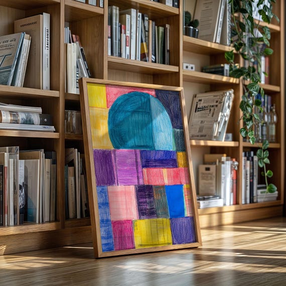 Geometric Color Block Wall Art Modern Abstract Retro Print