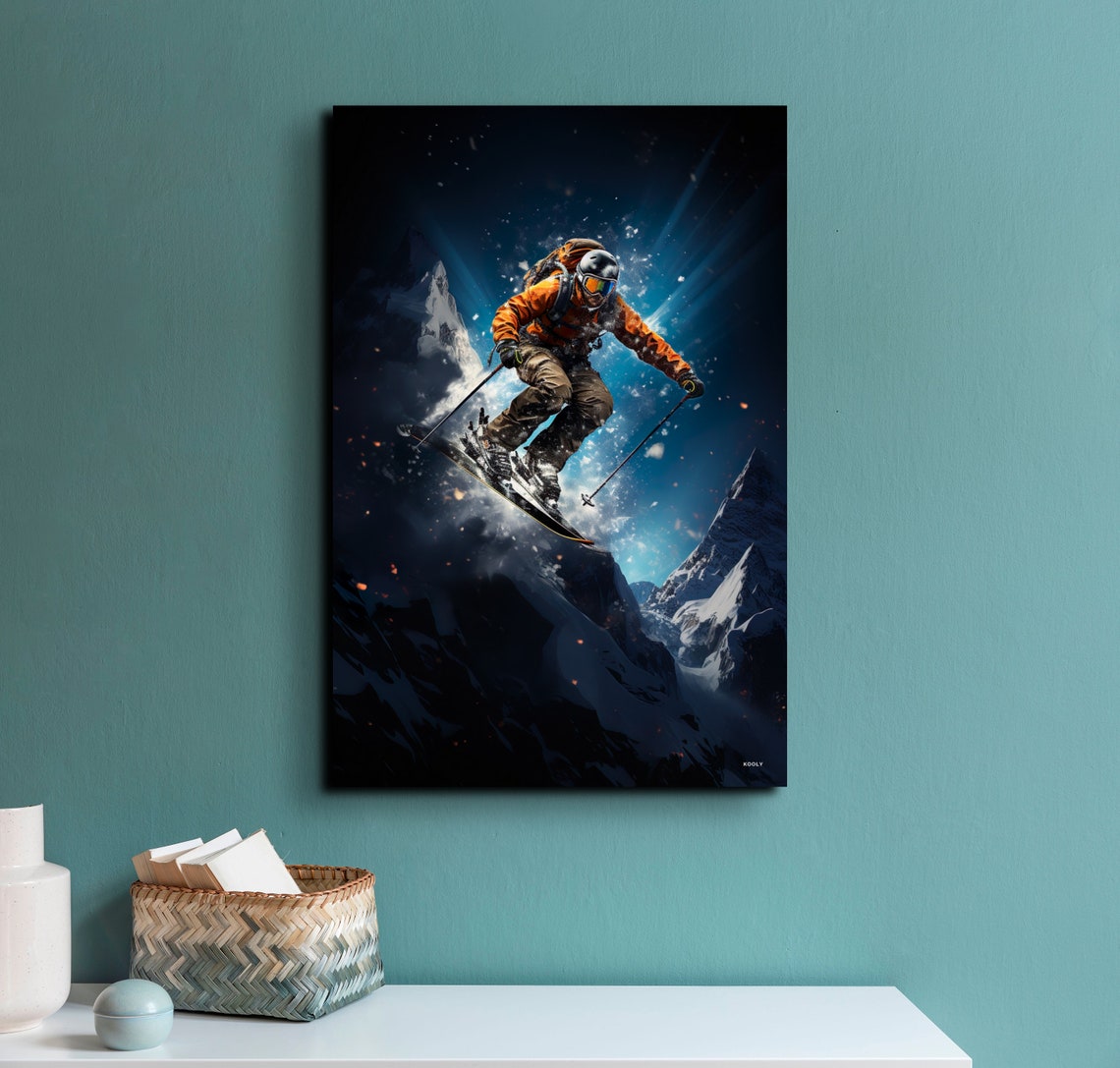 Skier Painting, Ski Gift Art Print - Image 4