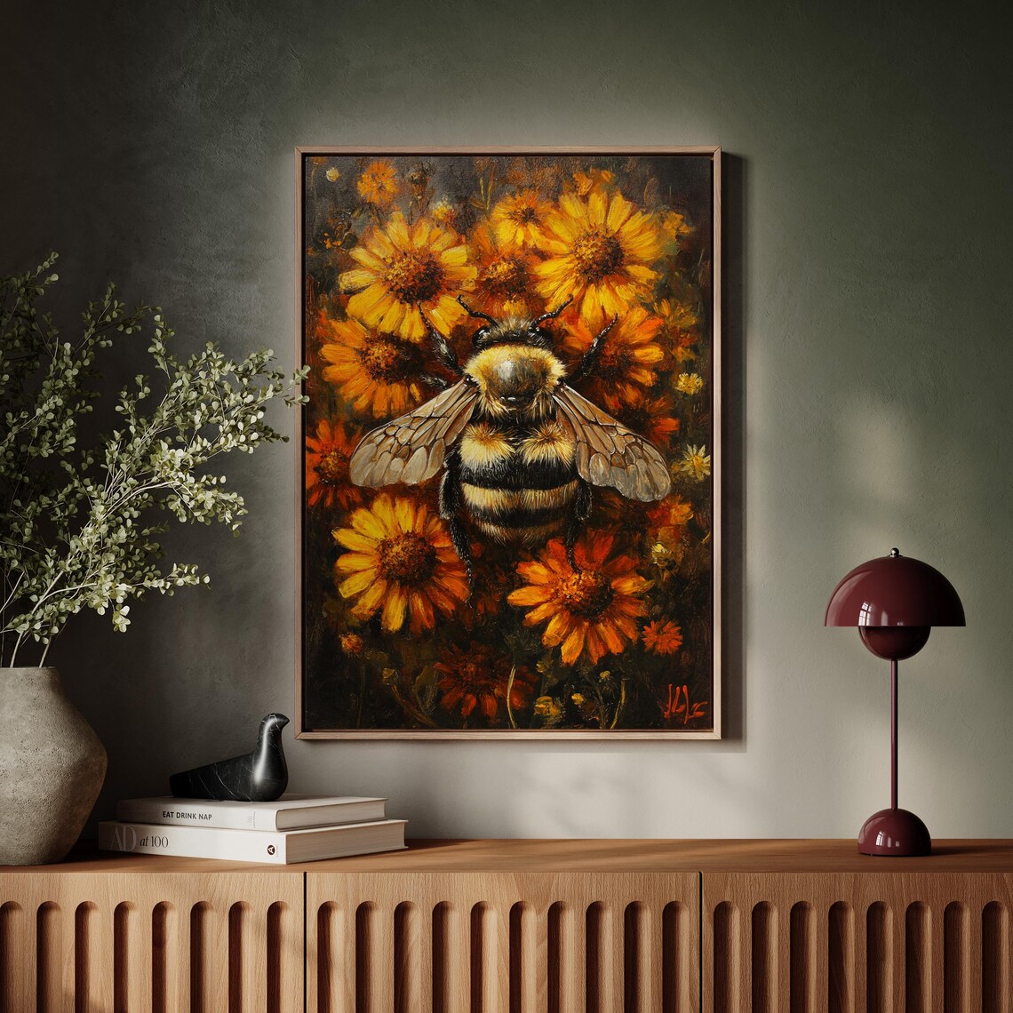 Realistic Bumblebee Among Yellow and Orange Wildflowers Poster - Image 7