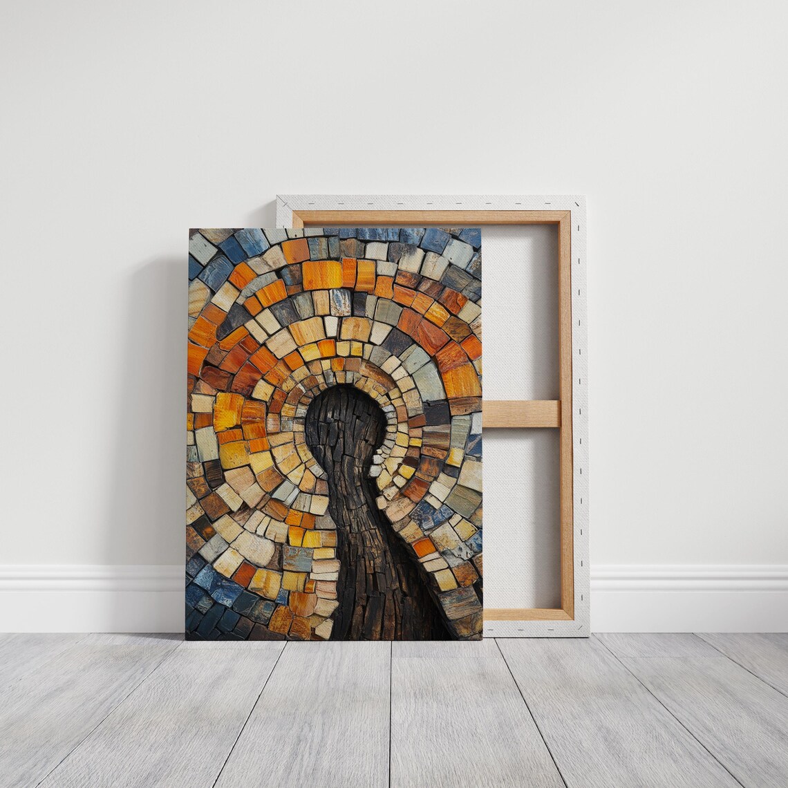 Mosaic Tree Ring Art, Rustic Nature-Inspired Design - Image 6