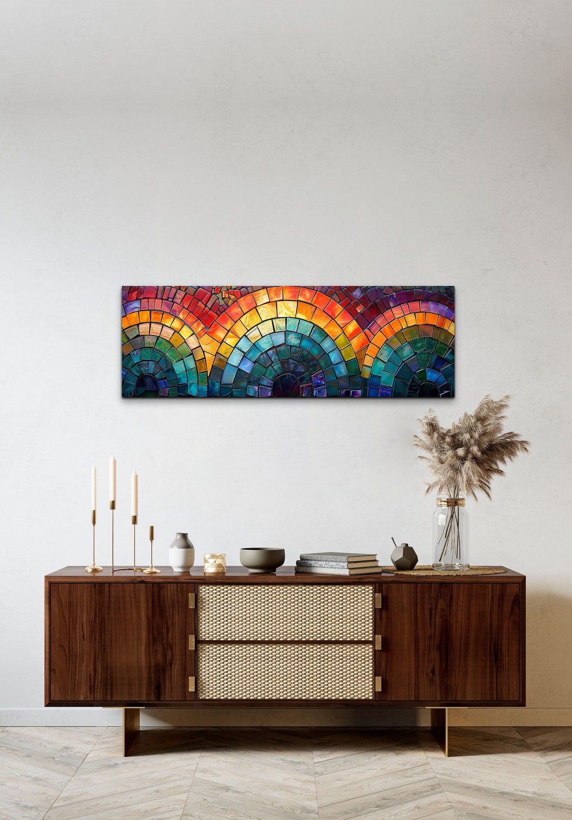 Stained Glass Rainbow Arches Mosaic Panoramic Colorful Art Poster - Image 5