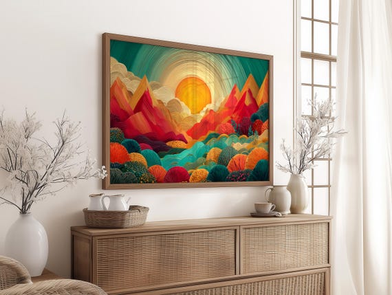 Radiant Sunrise Over Colorful Peaks