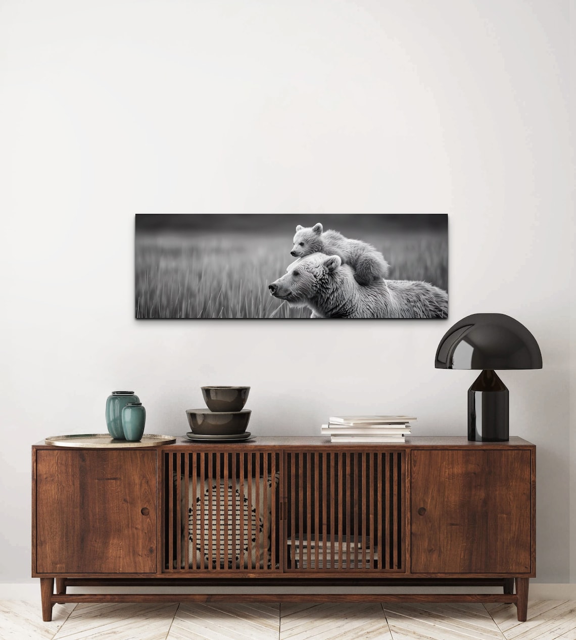 Mamma Bear Cub, Black And White Animal Art - Image 6