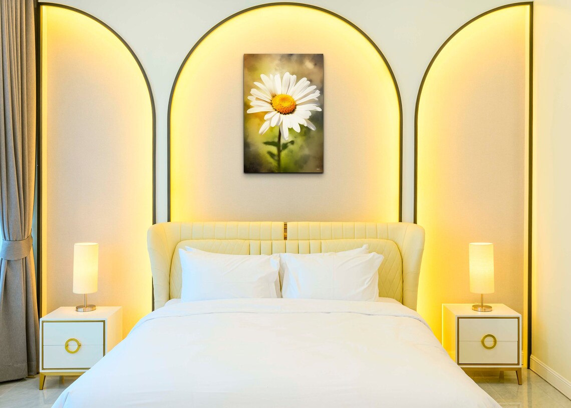 White Daisy Flower Macro Botanical Soft Golden Light Art Poster - Image 7