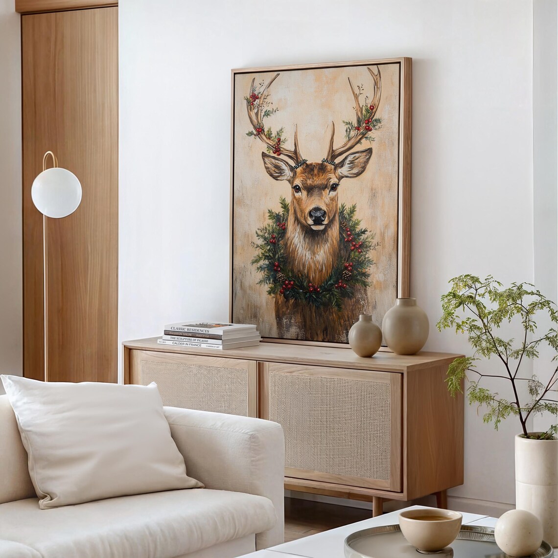 Rustic Christmas Deer Art, Festive Wildlife Print - Image 5