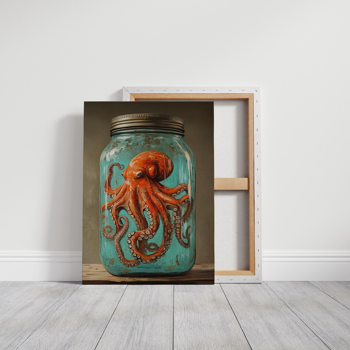 Captivating Octopus In Mason Jar, Nautical Decor - Image 6