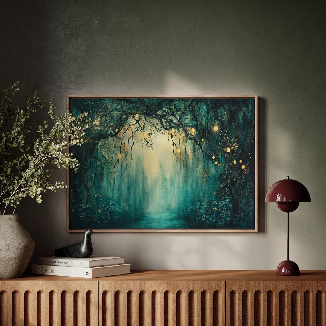 Magical Forest Glow Art Print, Enchanted Woodland Path - Image 5
