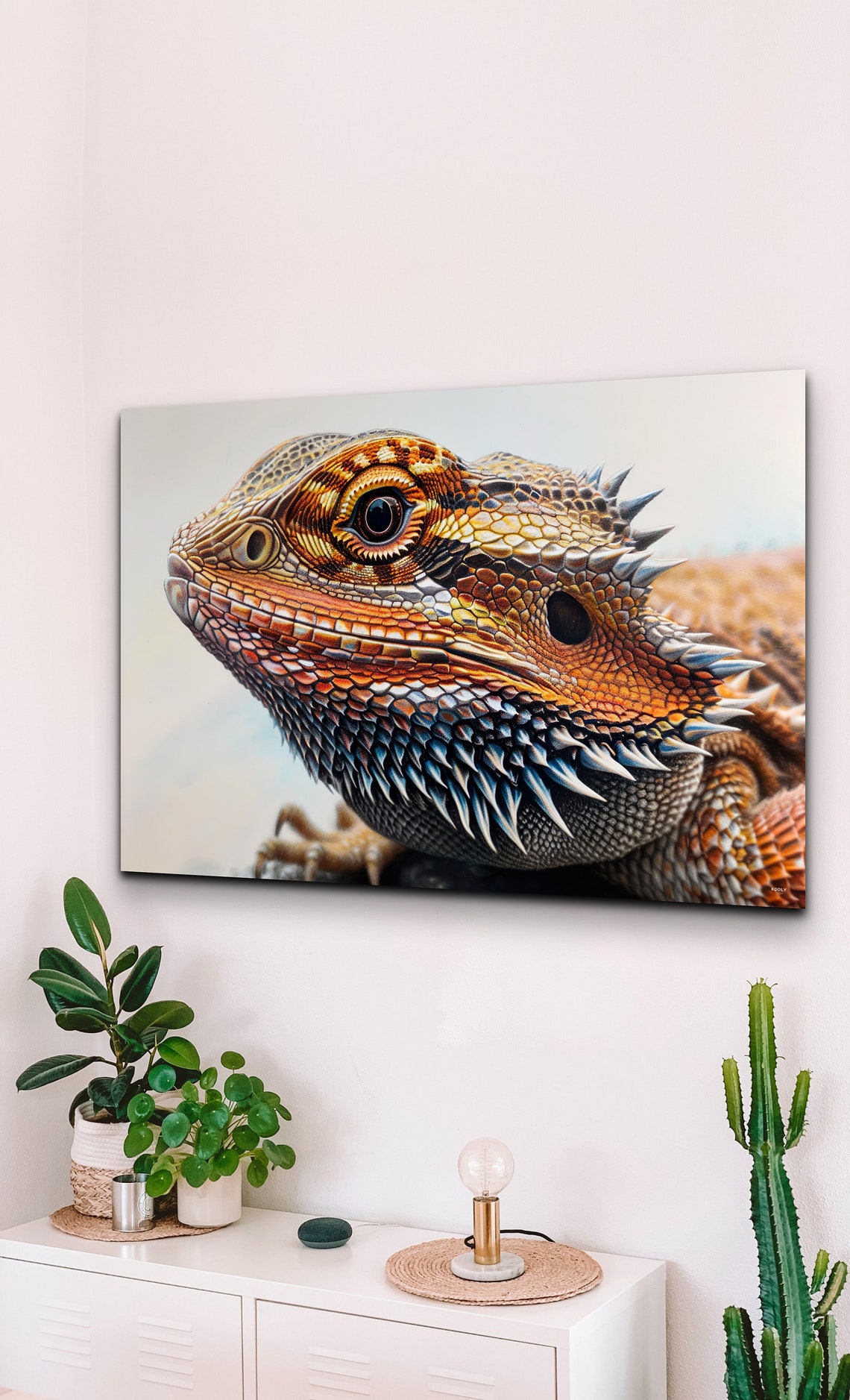 Bearded Dragon Head Close Up Vivid Scales Reptile Art Poster - Image 2
