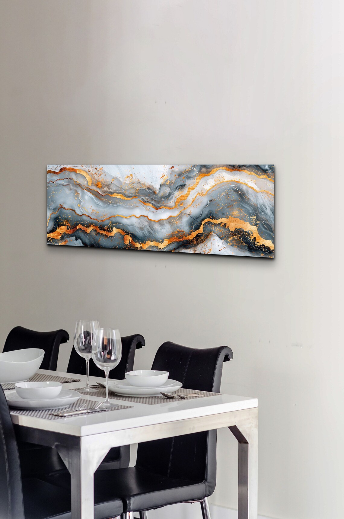 Gray And Gold Marble Abstract Modern Art - Image 4