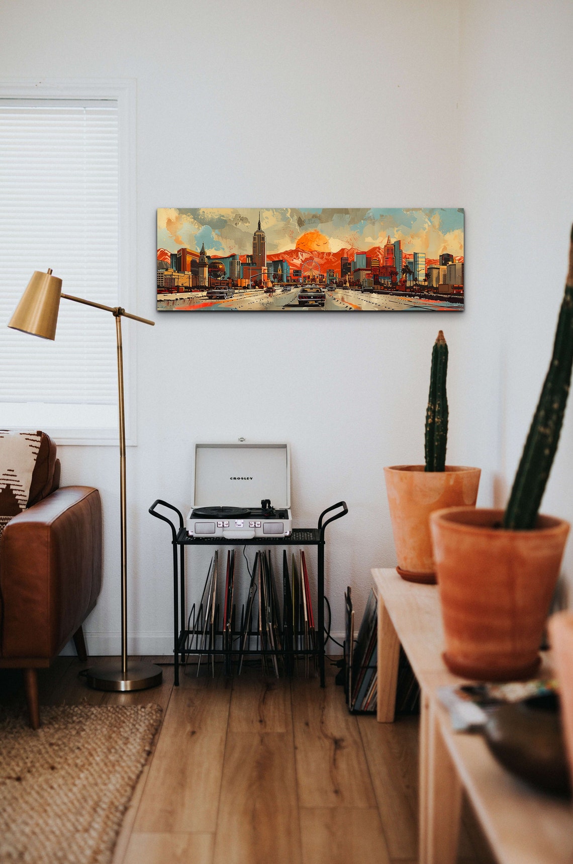 Retro City Boulevard Sunset with Ferris Wheel Panorama Wall Art - Image 5
