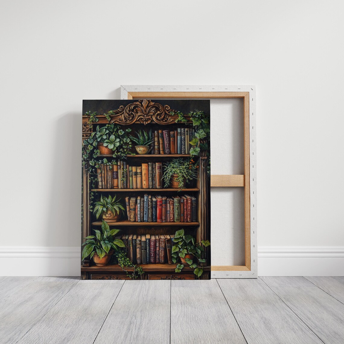 Vintage Bookshelf Wall Art Print, Cozy Boho Decor - Image 3