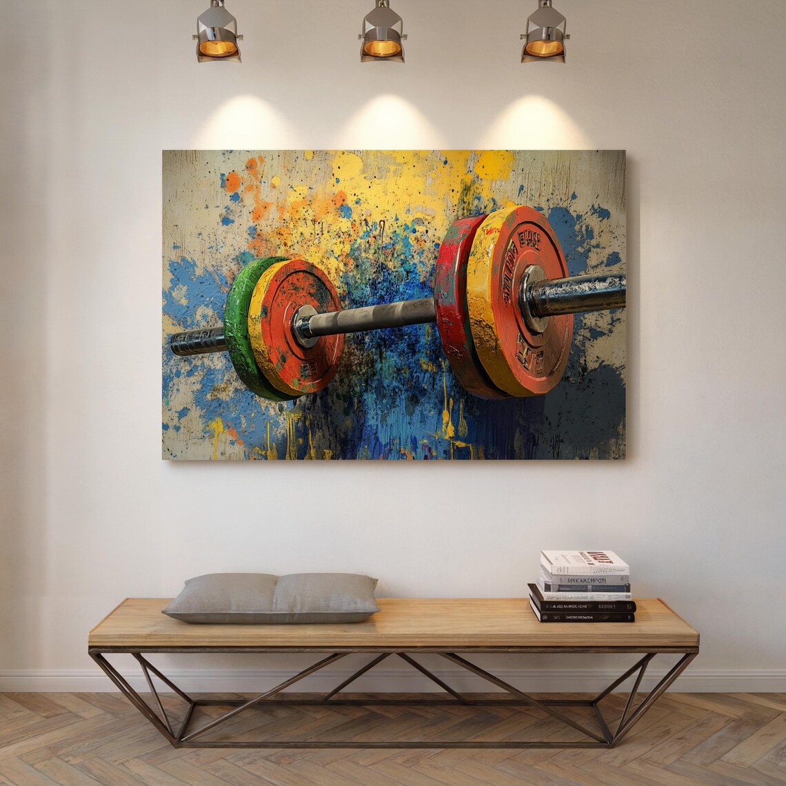 Vibrant Barbell Colorful Plates Abstract Fitness Gym Decor Poster - Image 4