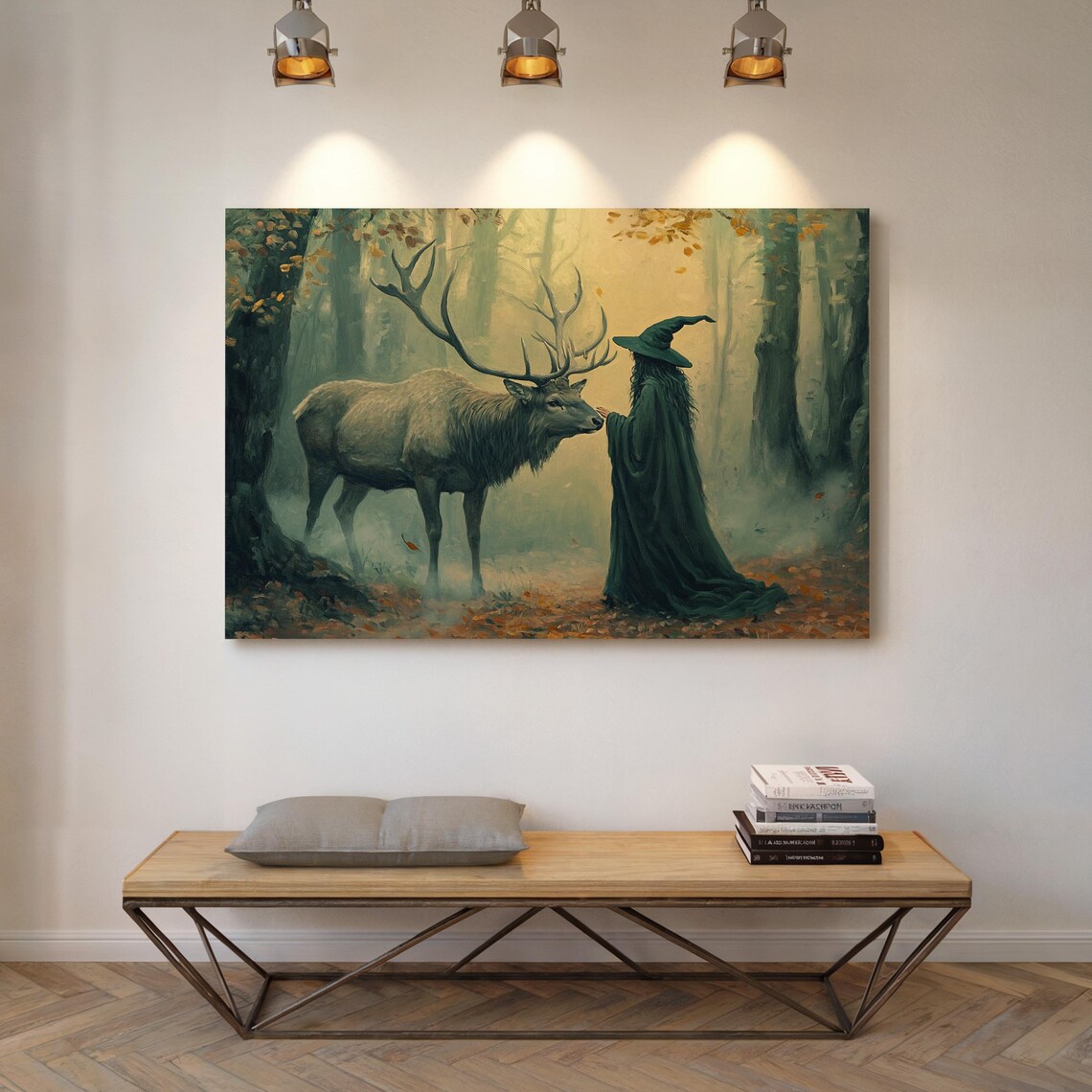 Witch Stag Misty Forest Magic Woodland Mystical Fantasy Art Poster - Image 4