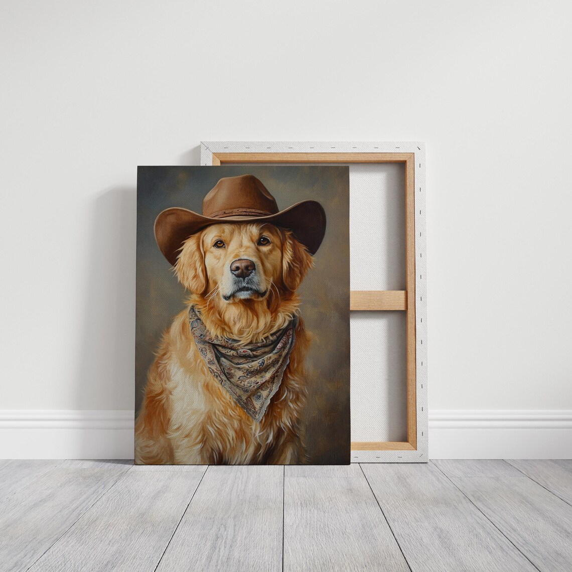 Golden Retriever Cowboy, Rustic Farmhouse Art Print - Image 3