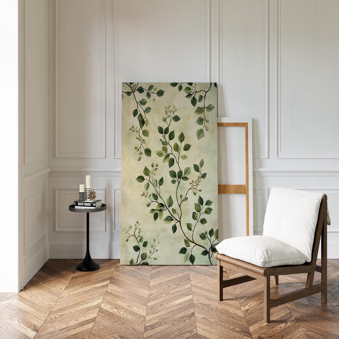Vertical Climbing Green Vines Botanical Chinoiserie Art Poster - Image 2