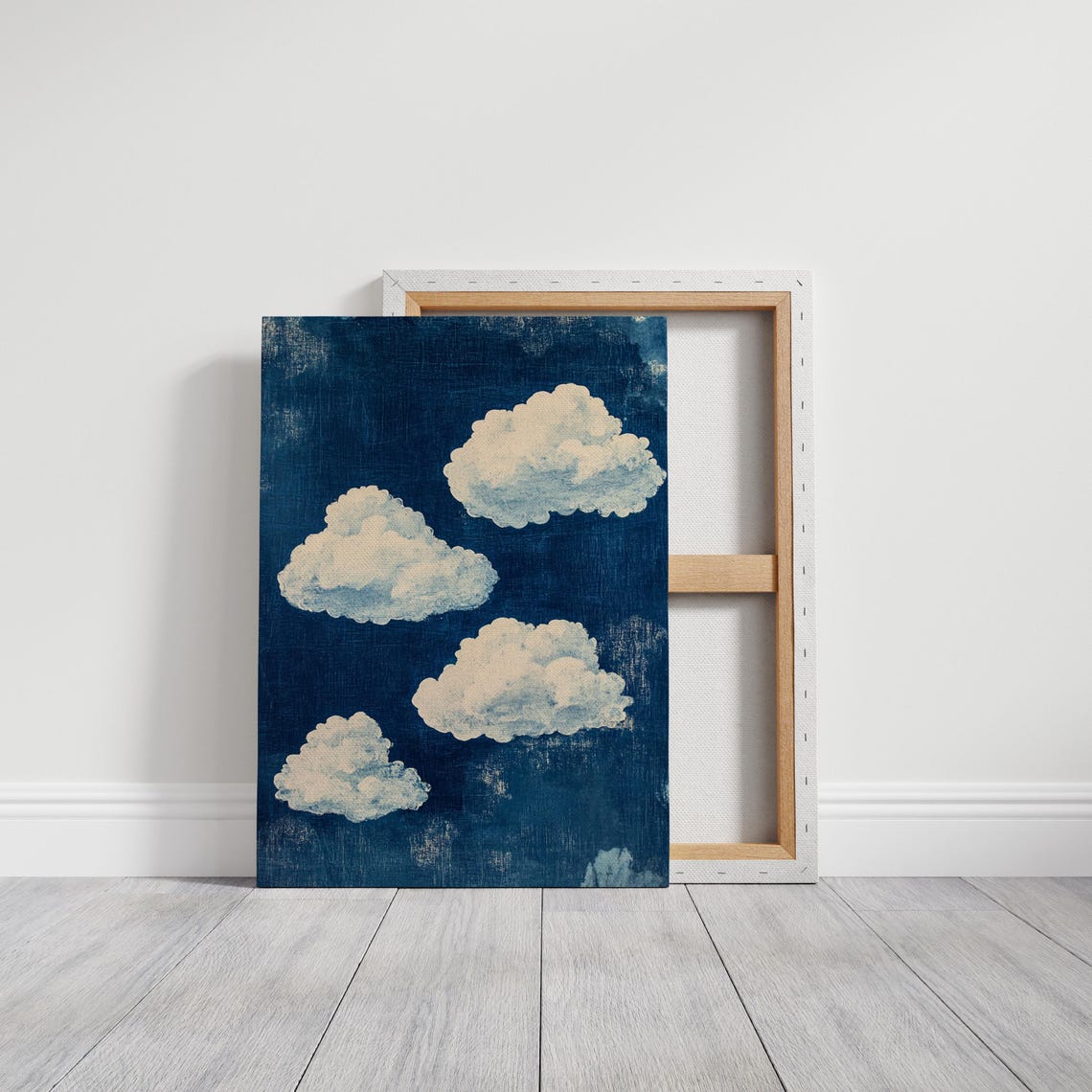 Indigo Blue Sky With White Clouds Vintage Cloudscape Scene Poster - Image 3