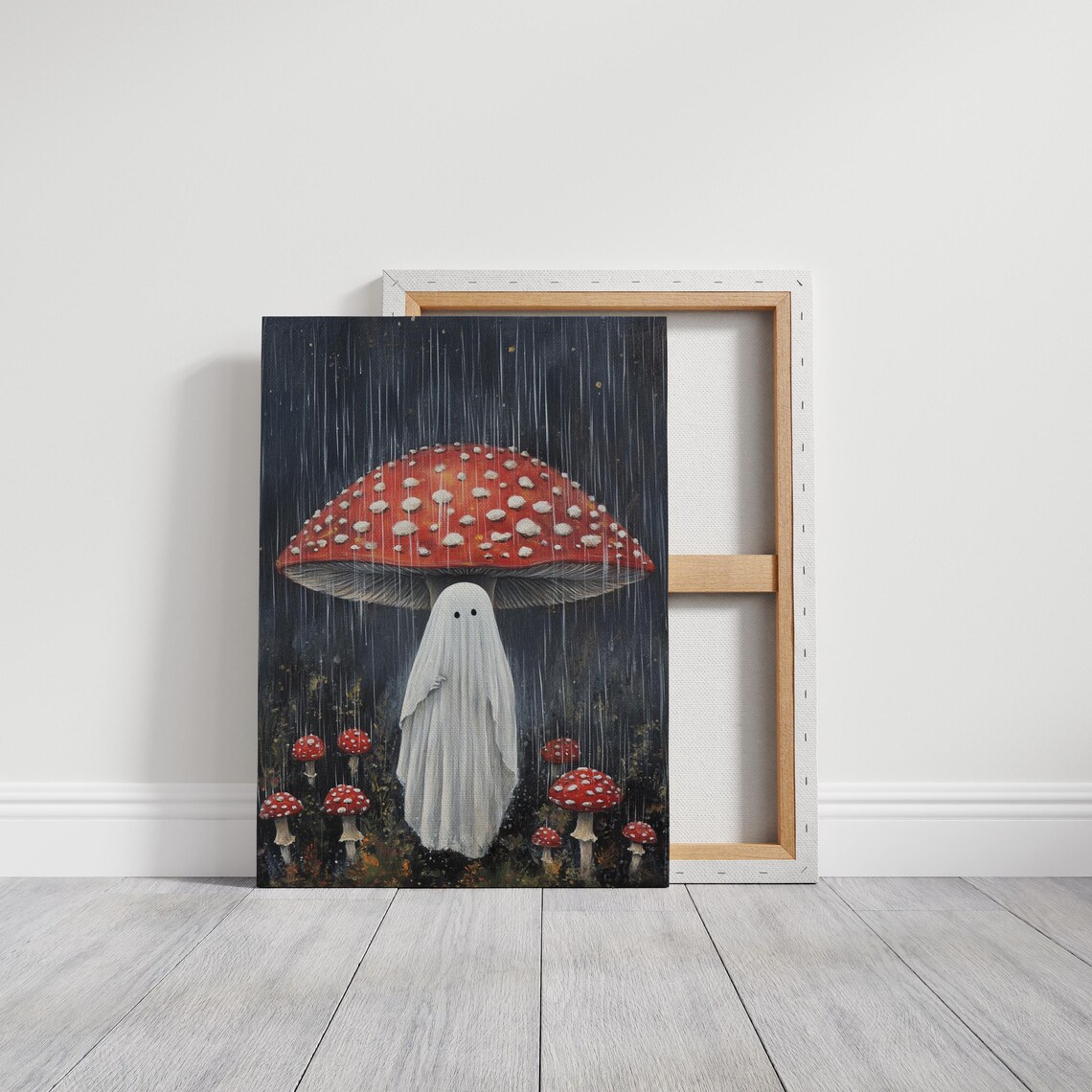 Whimsical Ghost Under Mushroom, Vintage Style Art Print - Image 3