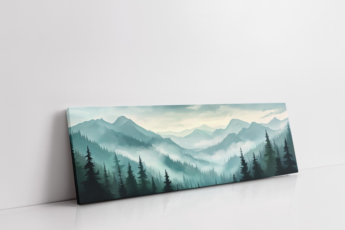 Misty Mountain Pines, Tranquil Forest Landscape - Image 7