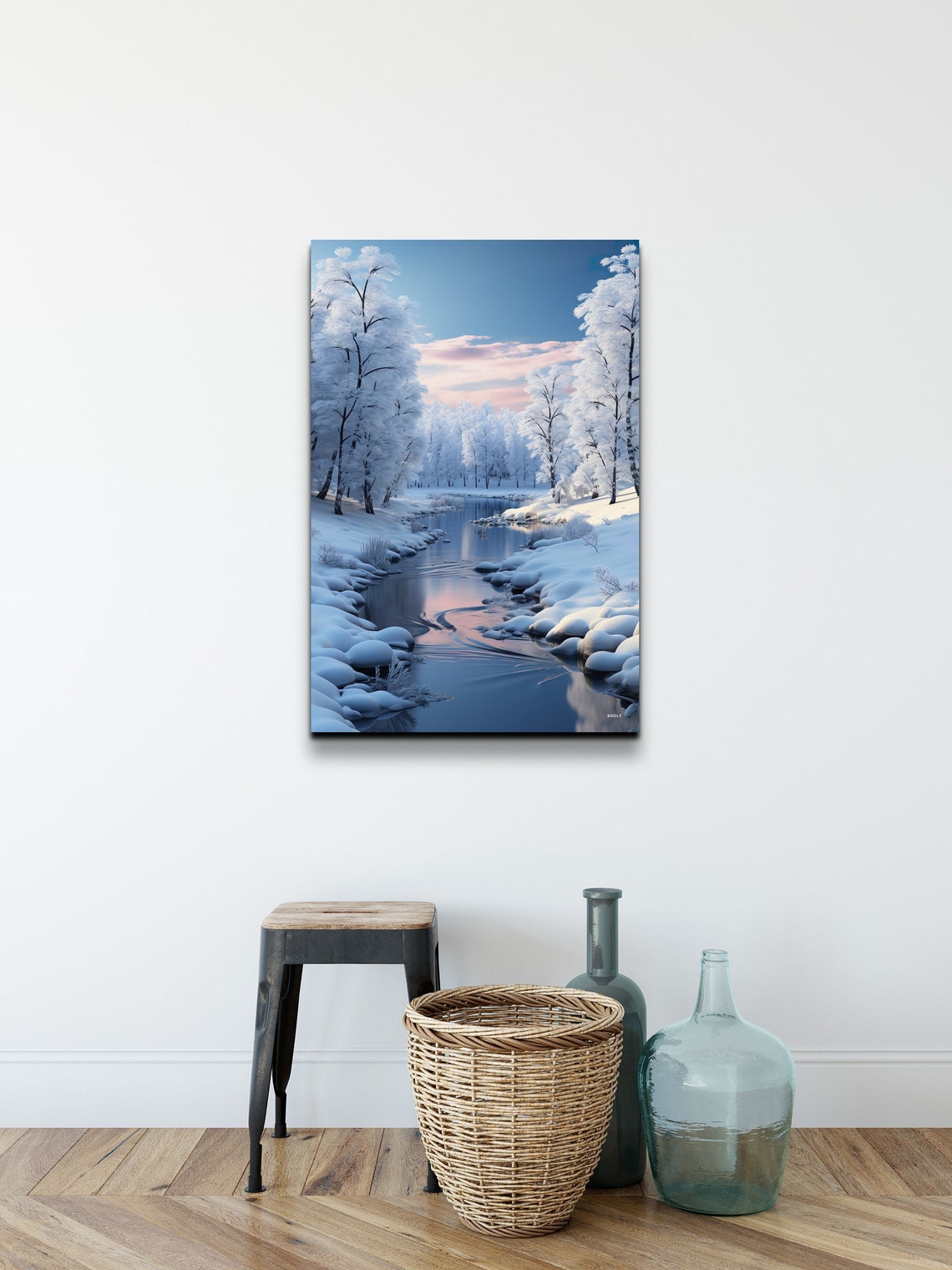 Snowy Trees And River Winter Art Print - Image 7