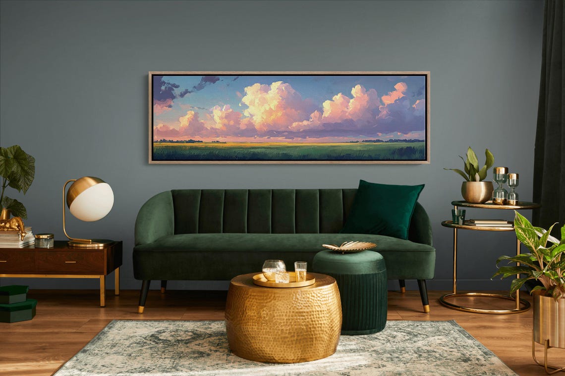 Serene Sunset Cloudscape Fields Majestic Pink Clouds Sky Poster - Image 6