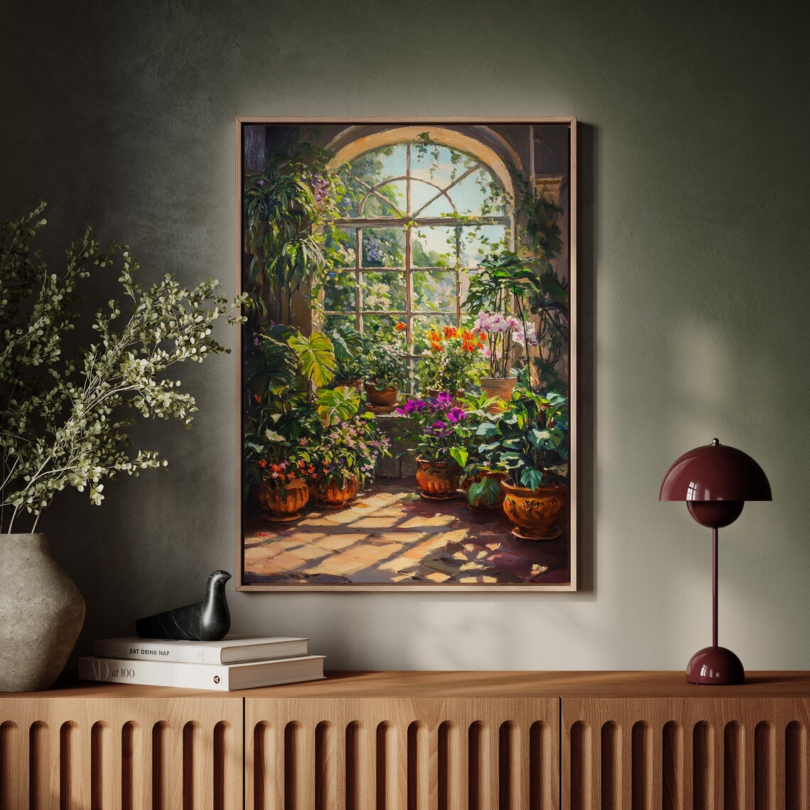 Sunlit Greenhouse Art Print, Lush Botanical Decor - Image 7