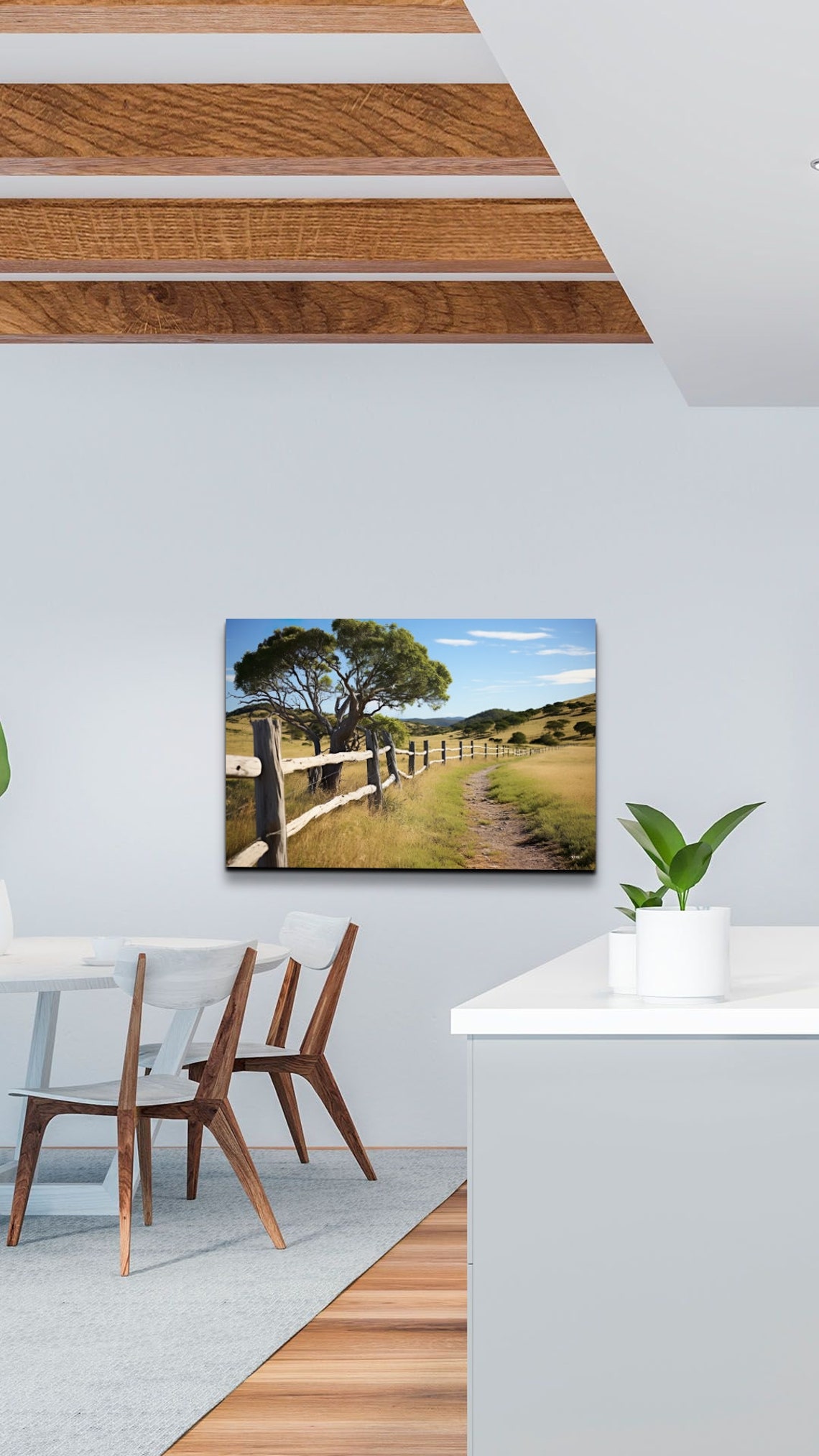 Australian Bush Fence Path With Gum Trees Under Blue Sky Poster - Image 7