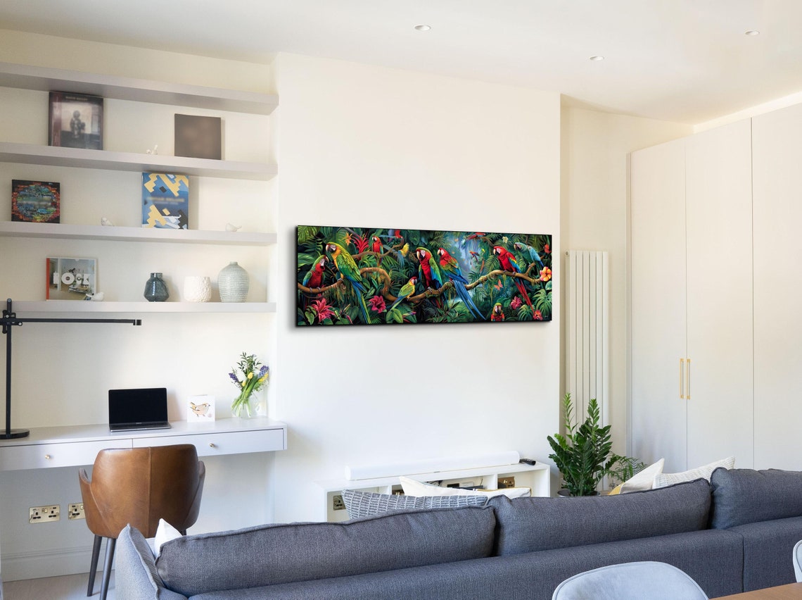 Panoramic Rainforest Scene With Parrots - Image 4