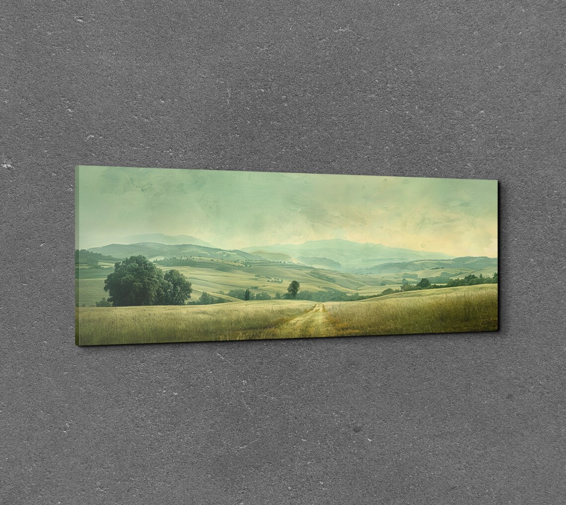 Vintage Misty Mountain Scene Art Print Extra Large Wall Art Panoramic Artwork Nature Art - Image 3