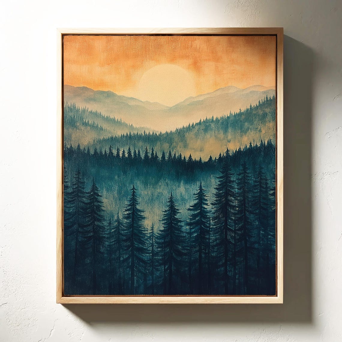 Sunrise Over Pine Forest Mountain Layers Landscape Art Poster - Image 6