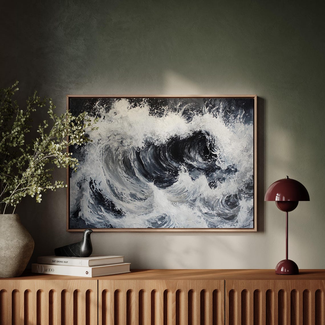 Monochrome Ocean Wave Crashing Dramatic Black White Seascape Poster - Image 3