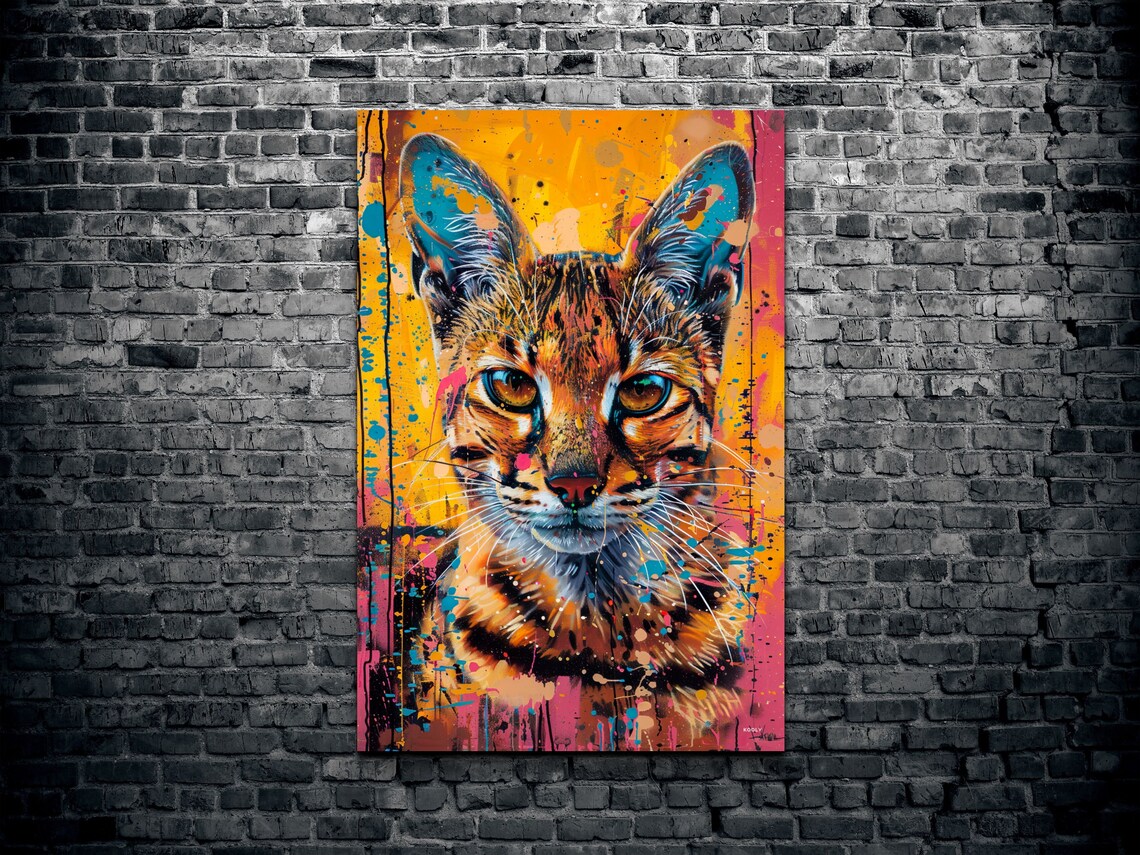 Cat Portrait Pop Art Paint Splatter Colorful Modern Pet Poster - Image 2