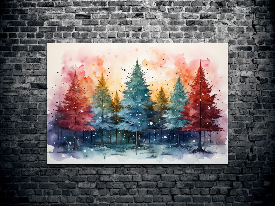 Christmas Tree Winter Landscape, Art Print - Image 2