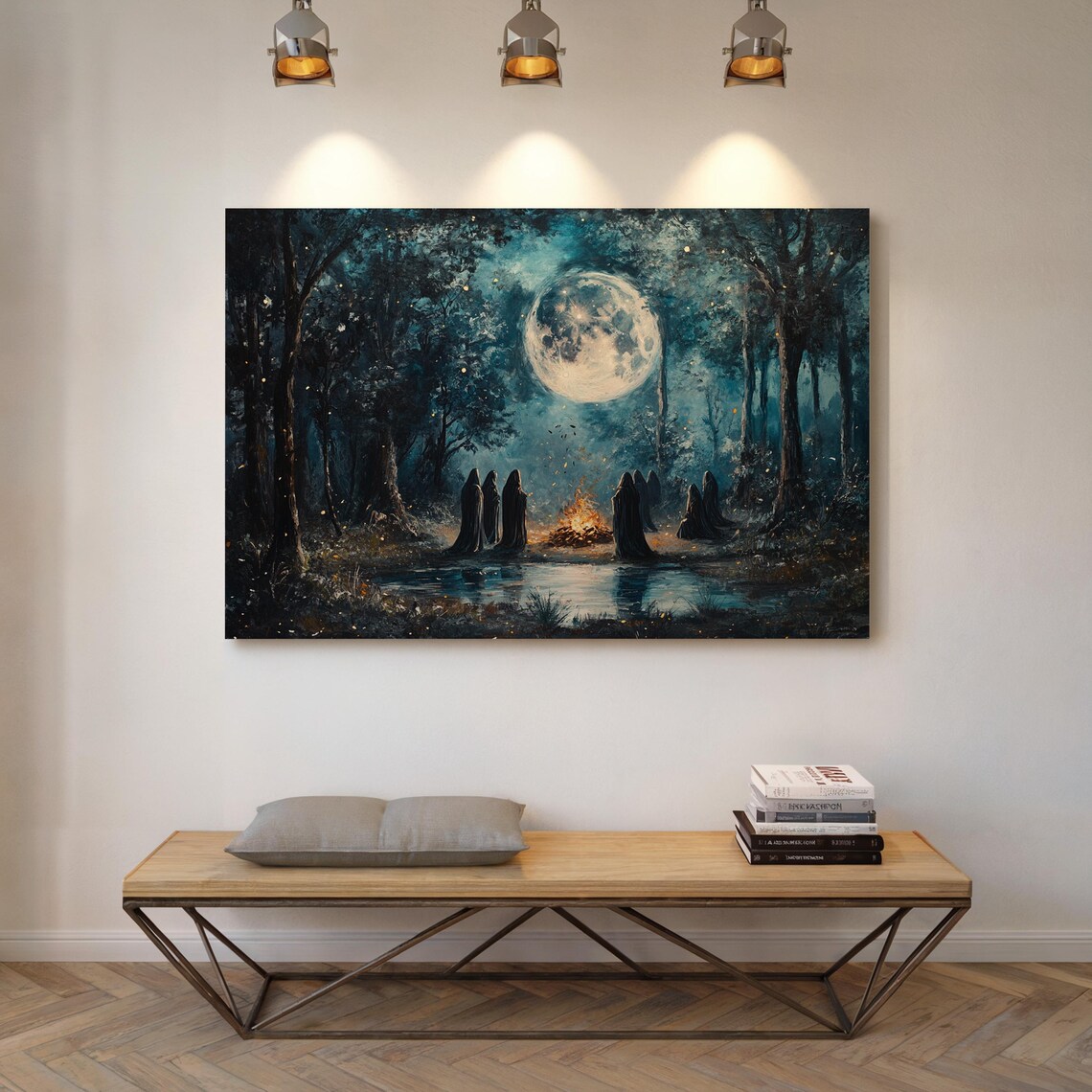 Haunting Moonlit Forest Gathering, Mystical Night Landscape - Image 5