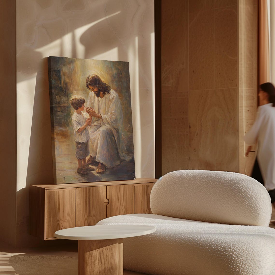 Jesus Kneeling With Child Prayer Halo Christian Faith Poster - Image 7