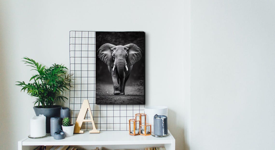 Black And White Elephant Art Print - Image 4