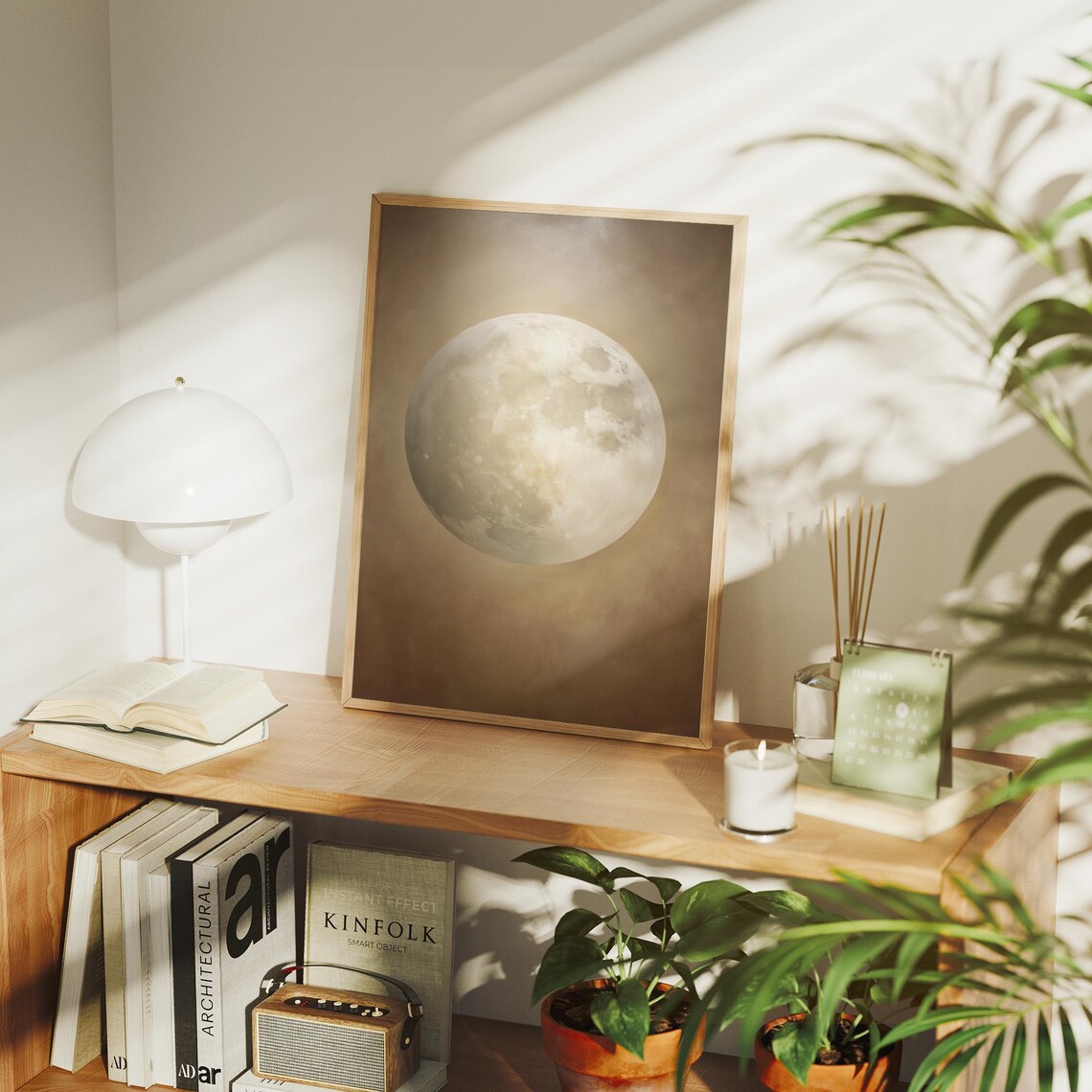 Golden Full Moon, Celestial Wall Art Print