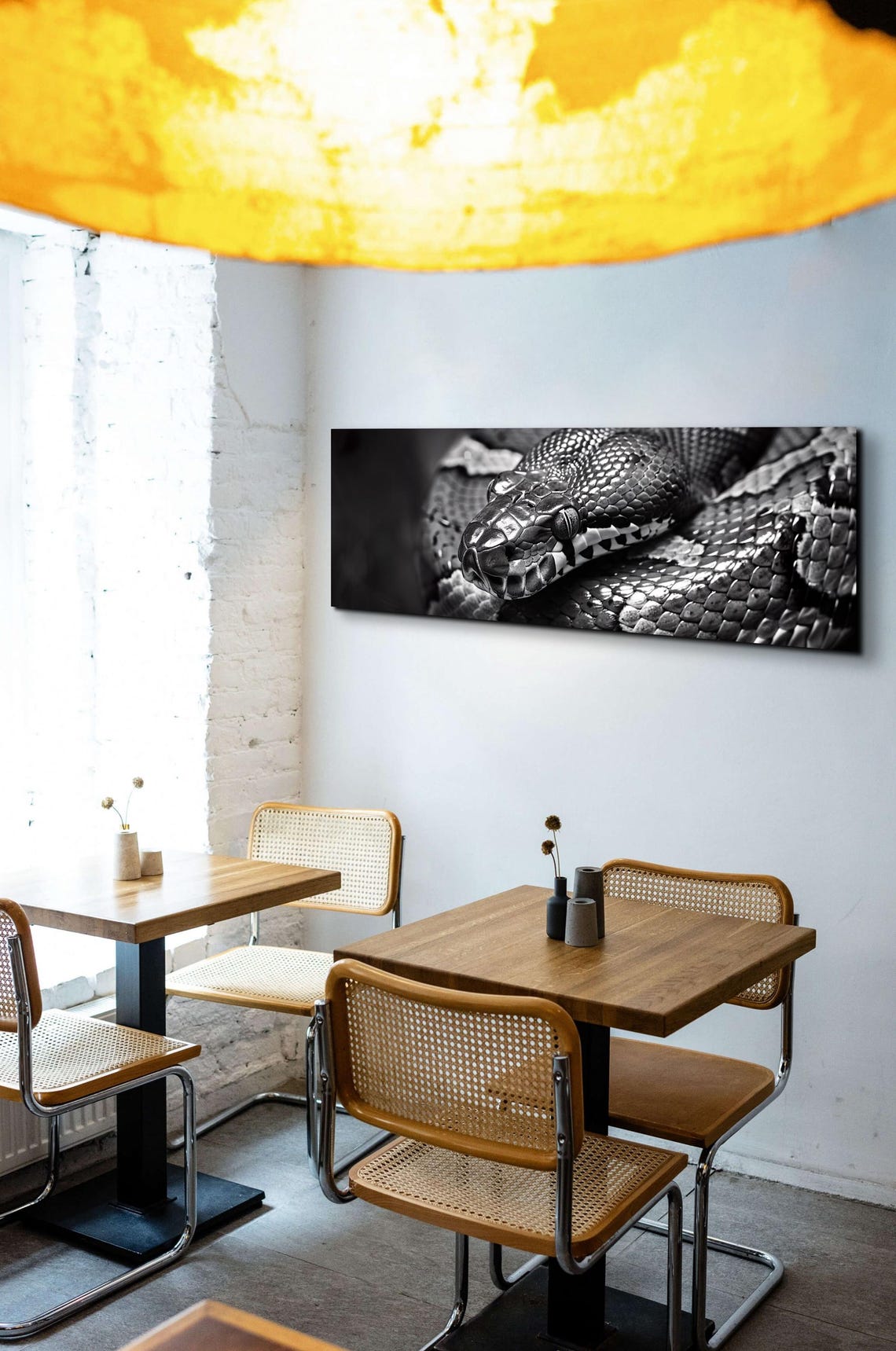 Black and White Snake Close Up Panoramic Reptile Photography Poster - Image 7