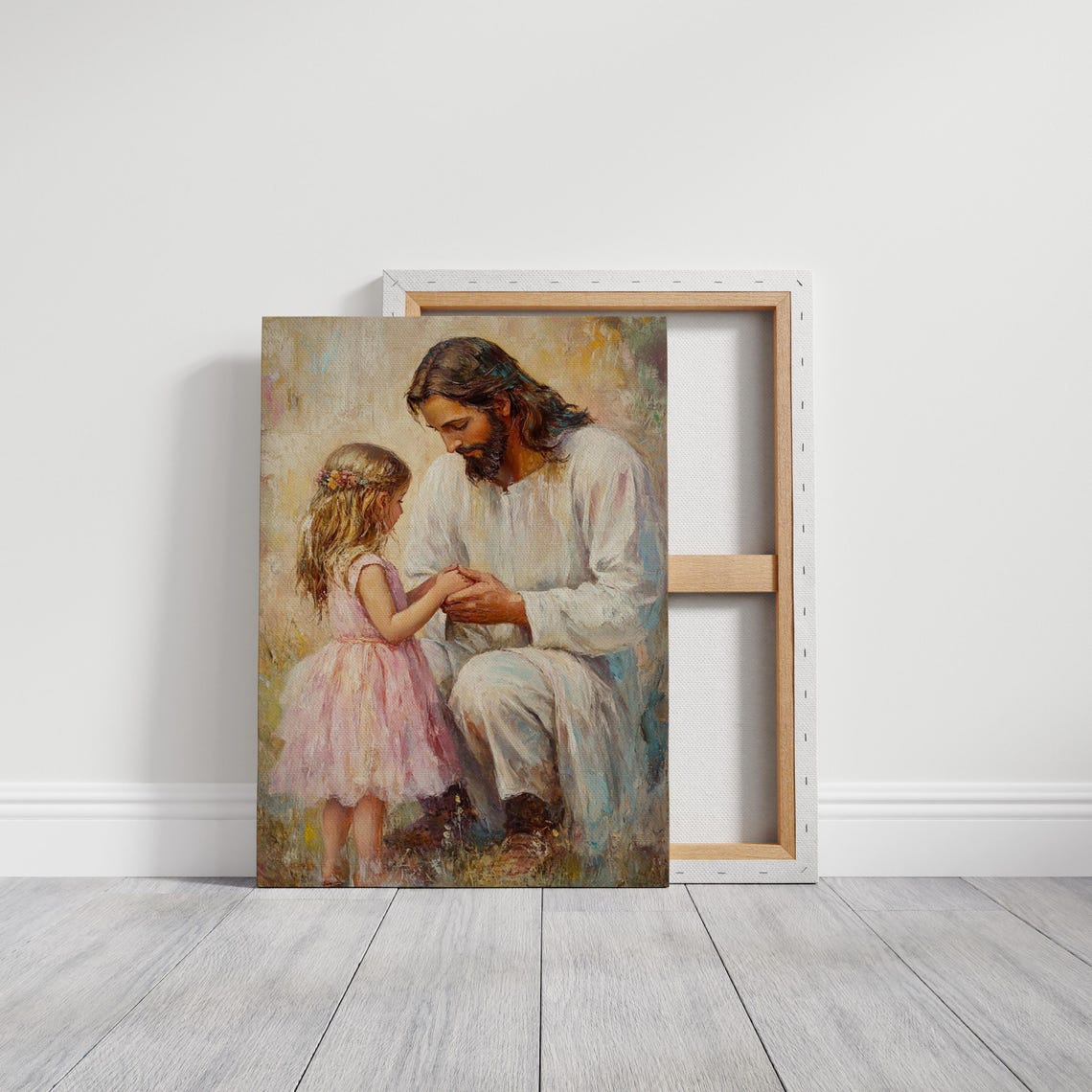 Jesus Kneeling With Little Girl Tender Prayer Christian Art Poster - Image 6