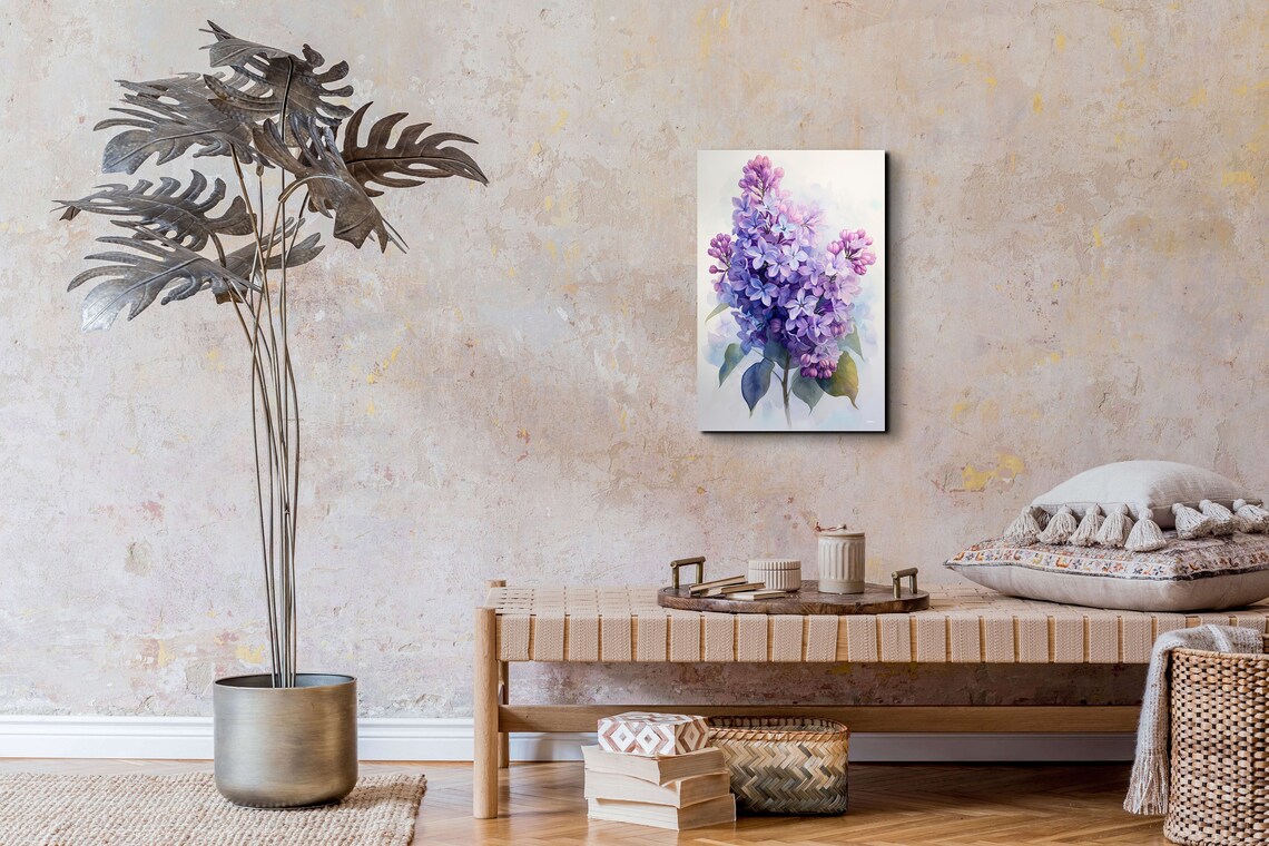 Purple Lilac Cluster Watercolor Bloom Botanical Floral Art Poster - Image 5
