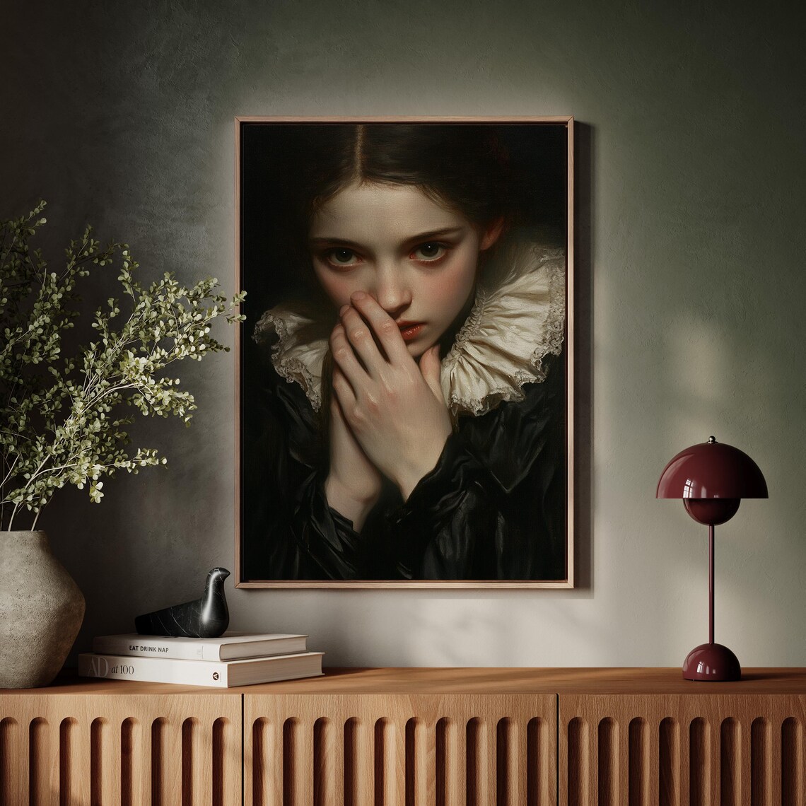 Gothic Portrait Of a Mysterious Woman, Vintage Art Print