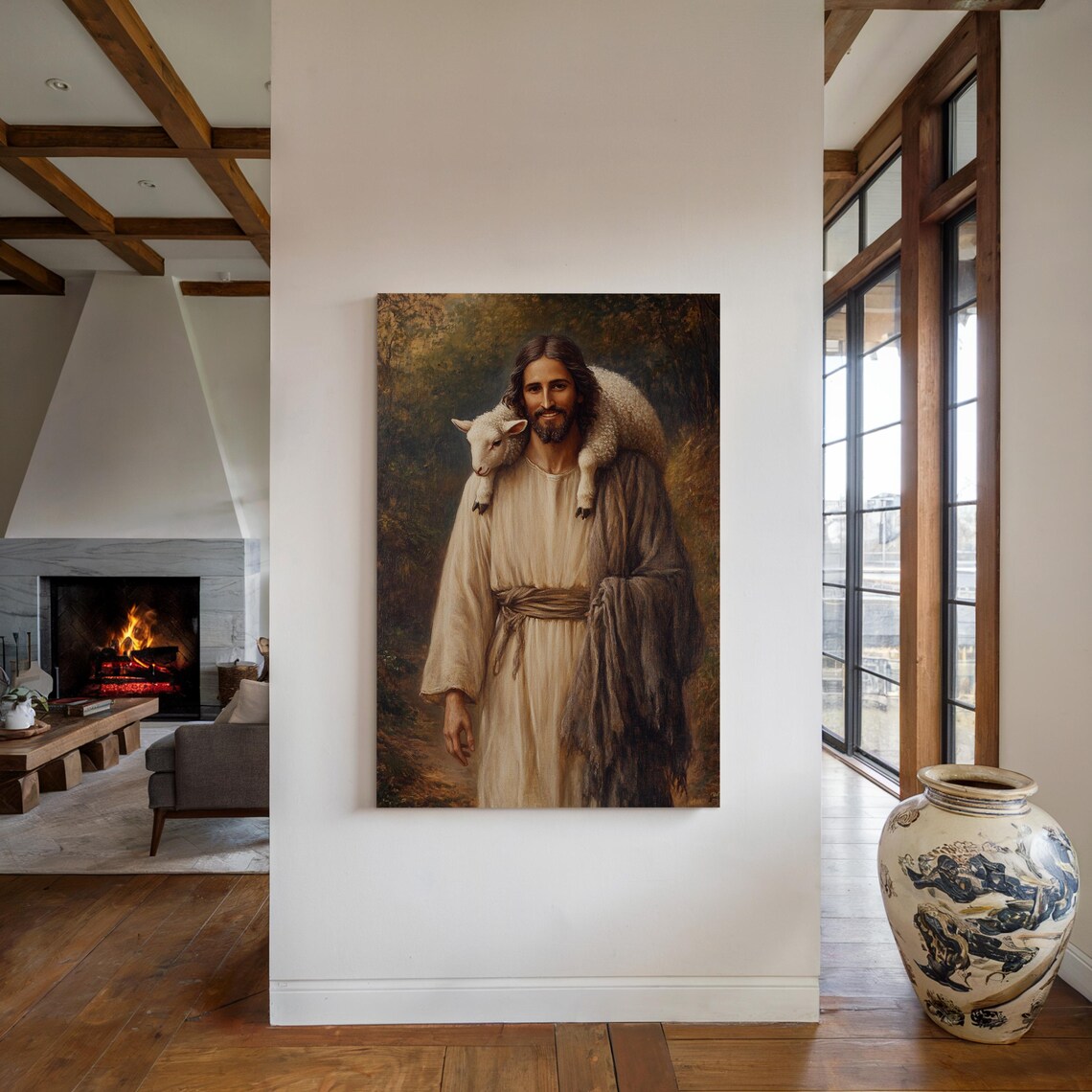Jesus Carrying A Lamb, Heartwarming Christian Art - Image 5