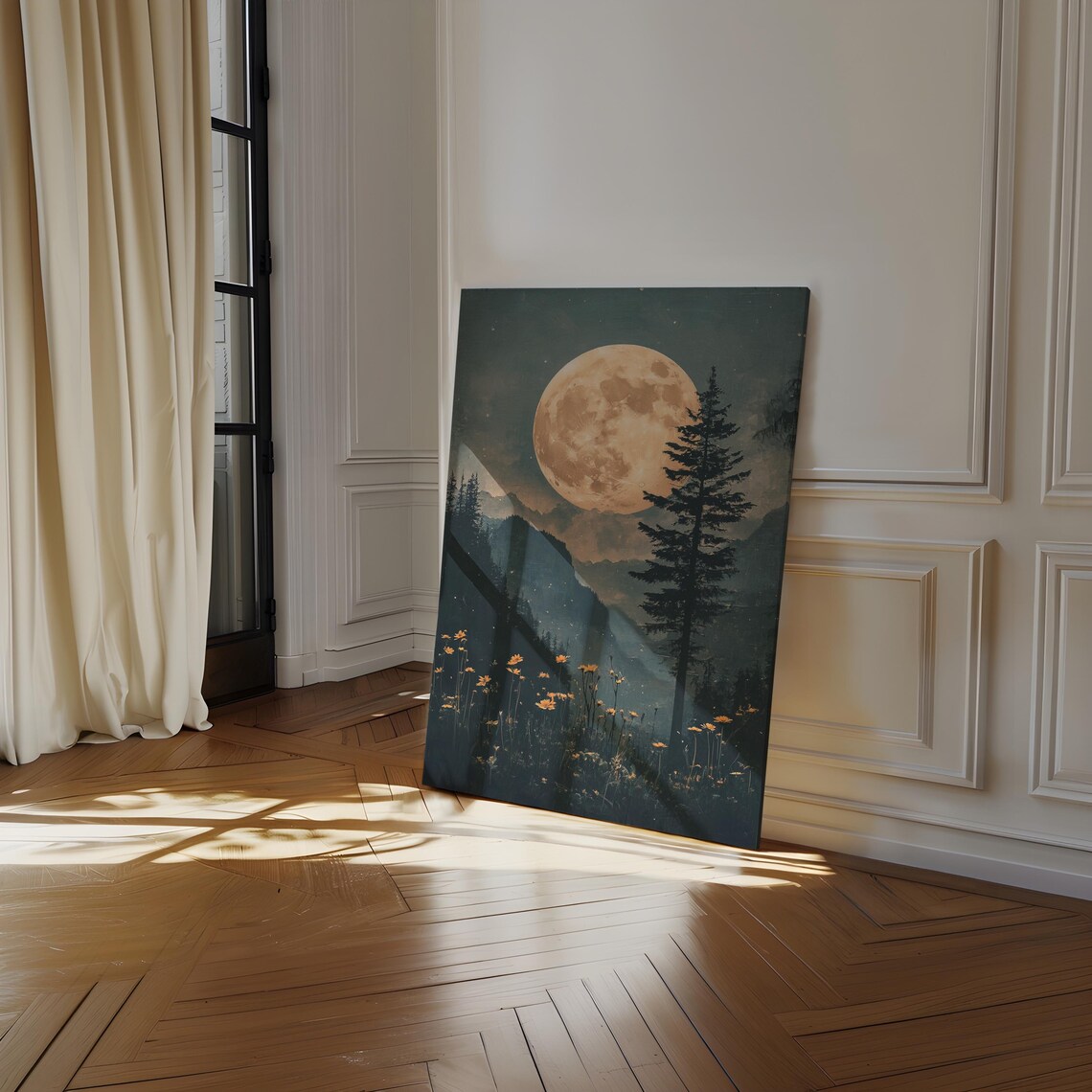 Moonlit Forest Art Print, Rustic Nature Scene - Image 4
