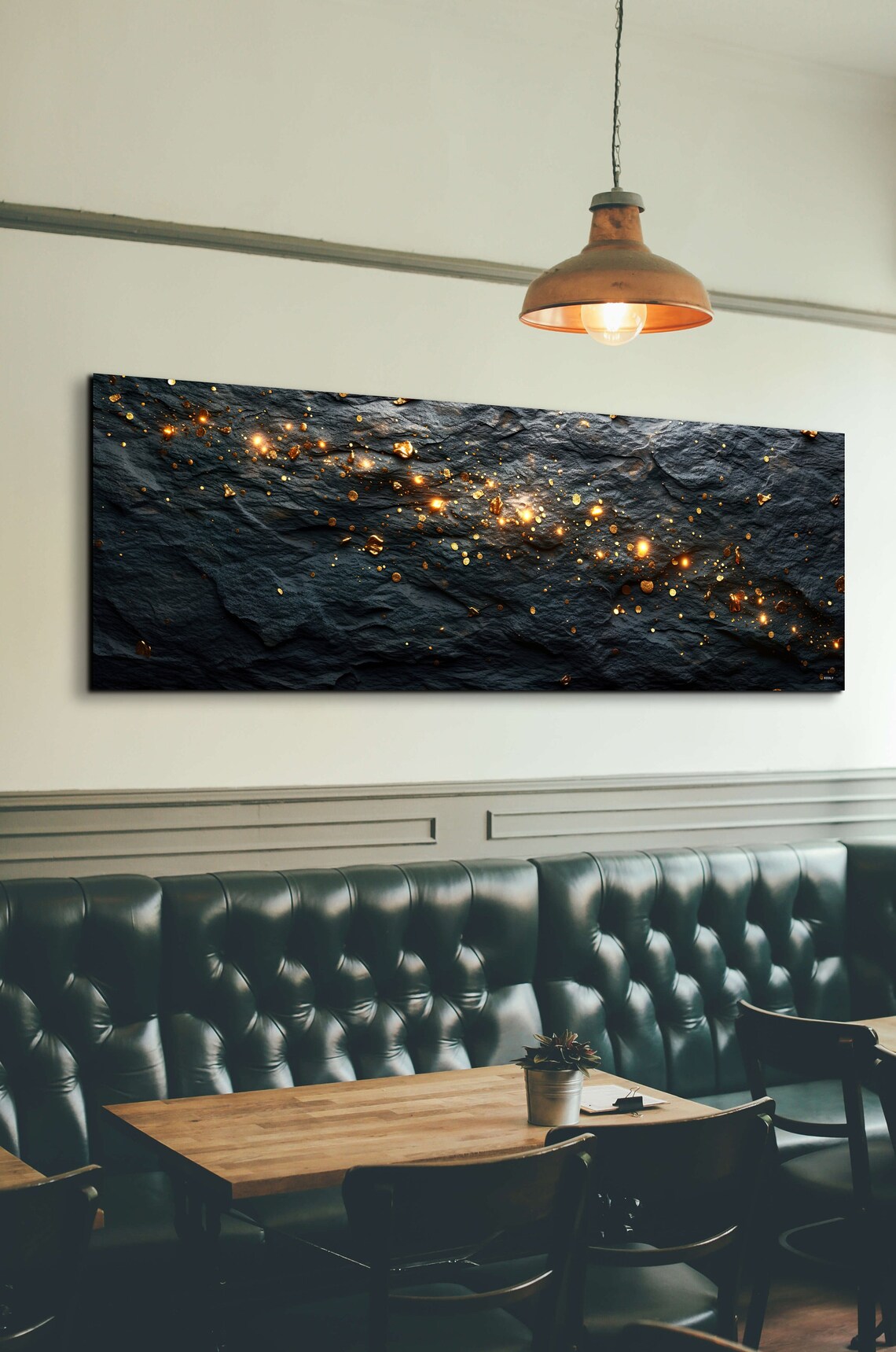 Black Stone With Gold Shining Abstract Wall Art - Image 4