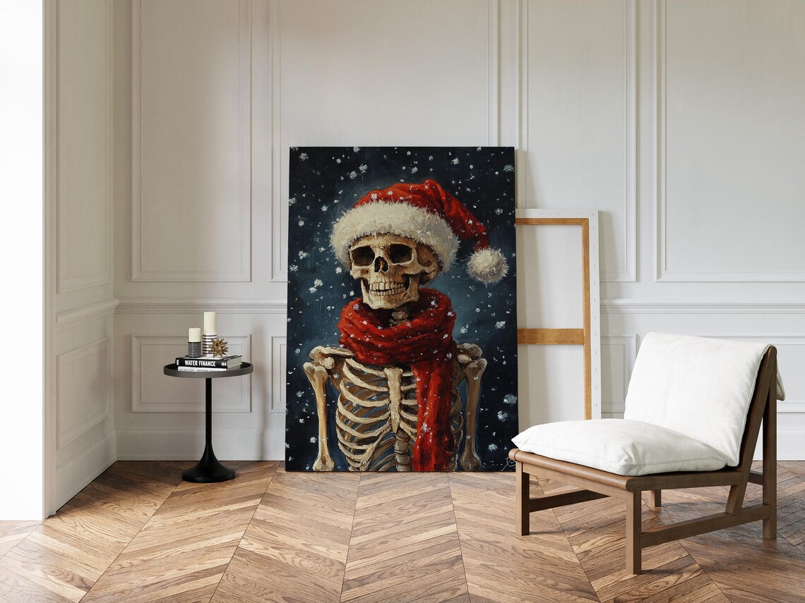 Skeleton Christmas Gothic Holiday Wall Art Print - Image 4