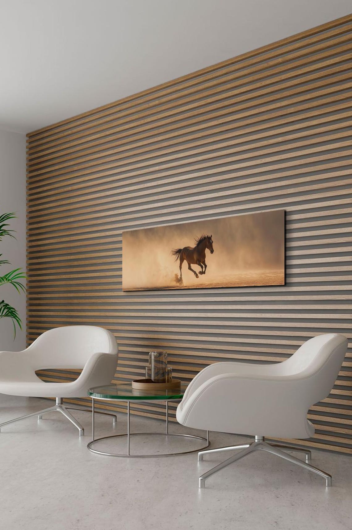 Chestnut Horse Galloping Through Golden Dust Panoramic Poster - Image 7