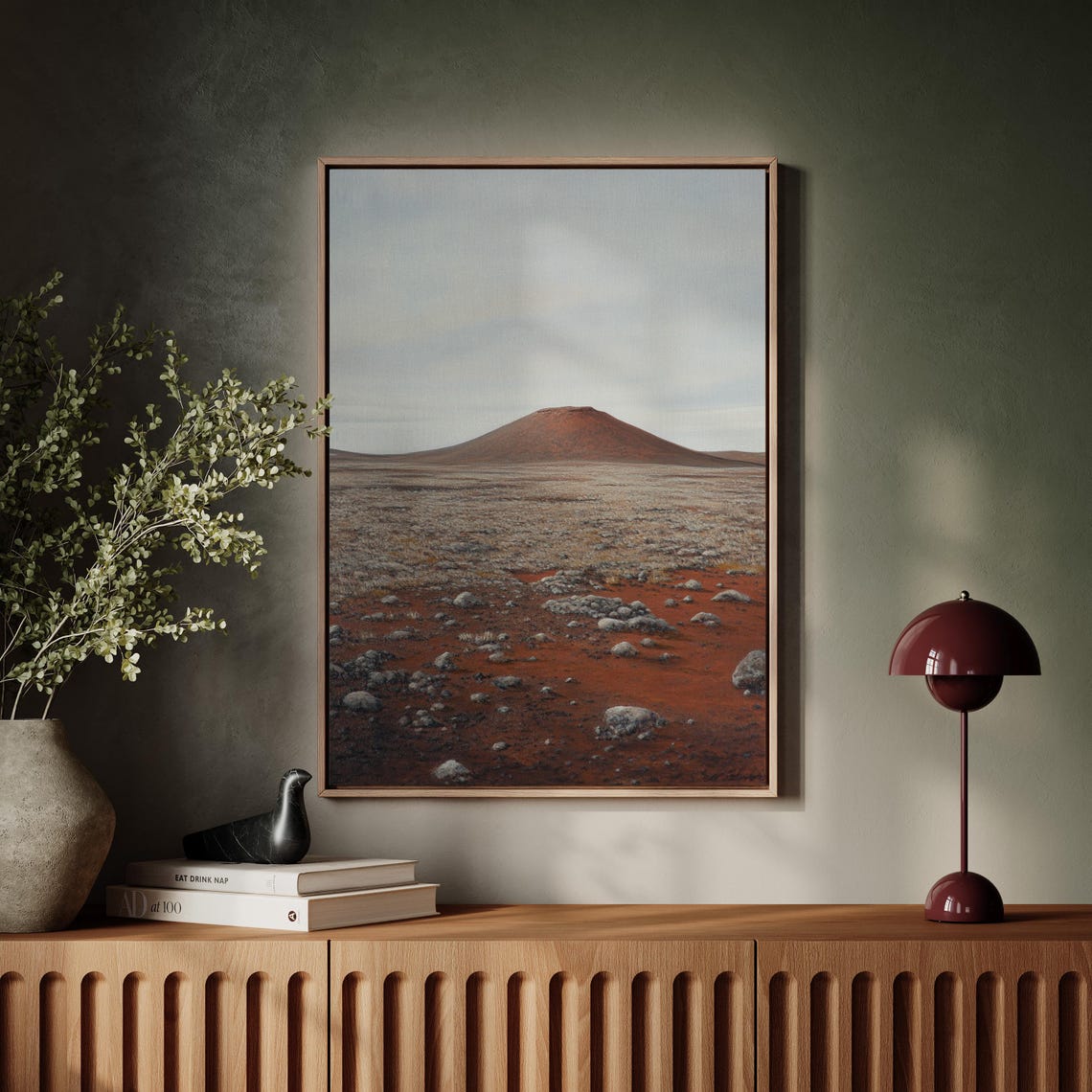 Volcanic Hill Landscape Painting Minimal Nature Wall Art