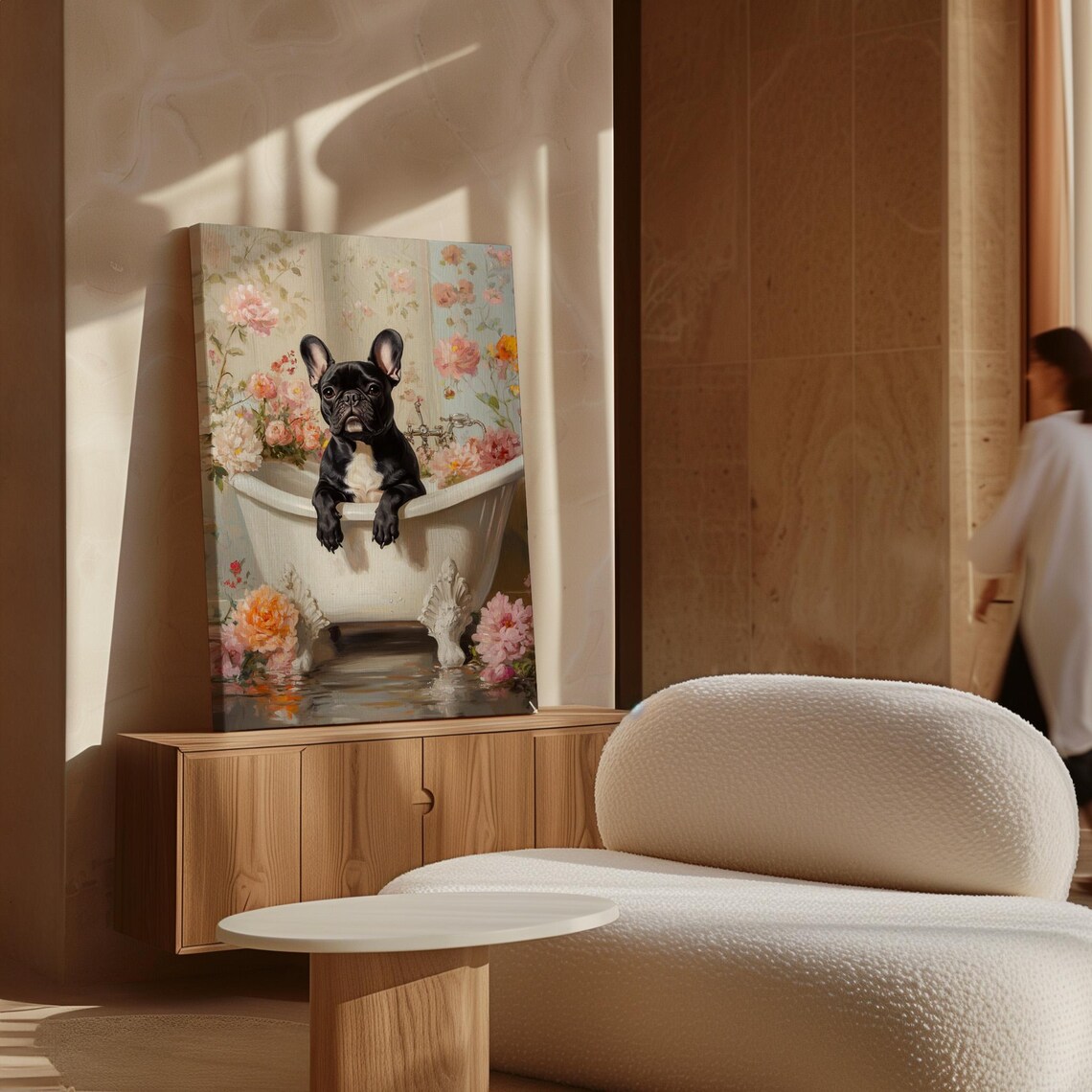 French Bulldog in Vintage Bathtub, Bathroom Art Print - Image 4